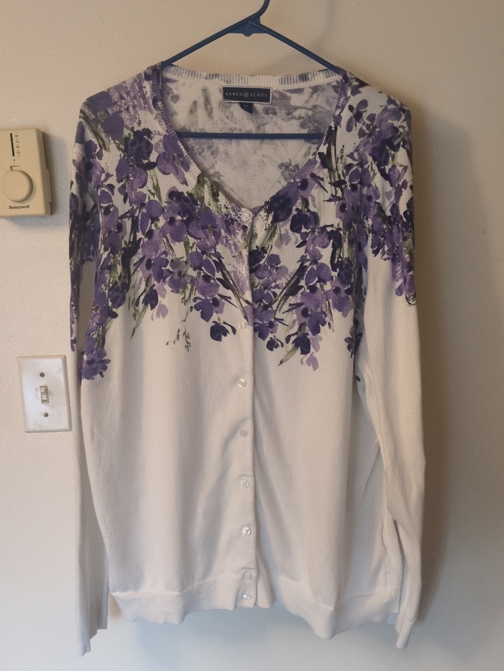 3X White and Purple Floral Cardigan